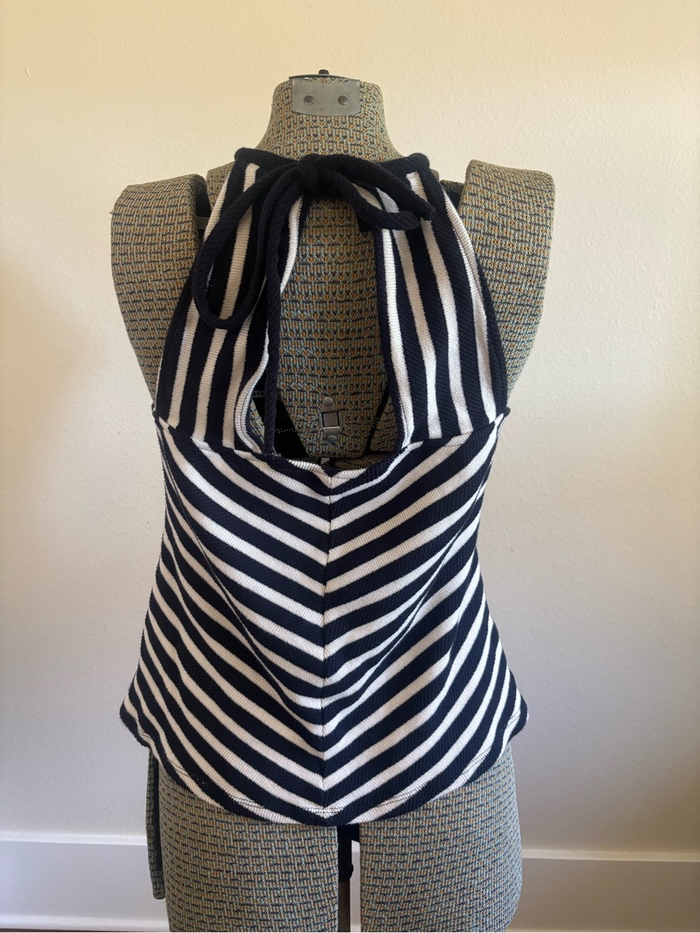 Anthropologie Black & White Striped Halter Tank - Picture 3 of 6